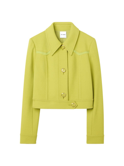 Shop St John Women's Tailored Wool-blend Jacket In Chartreuse