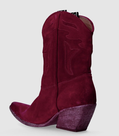 Shop Elena Iachi Hombre Magenta Boots In Fuchsia Suede In Burgundy