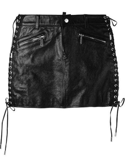 Shop Dsquared2 Lace Detail Mini Skirt - Black