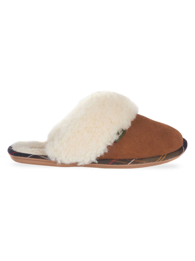 Shop Barbour Women's Lydia Suede & Faux Fur Slippers In Camel Suede