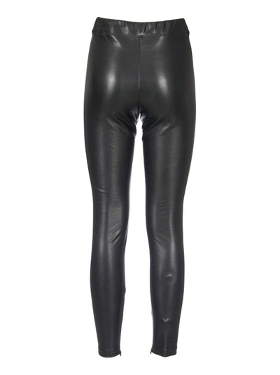 Shop Michael Kors Black Leather Effect Trousers