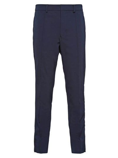 Shop Prada Men's Stretch Technical Fabric Pants In Blue