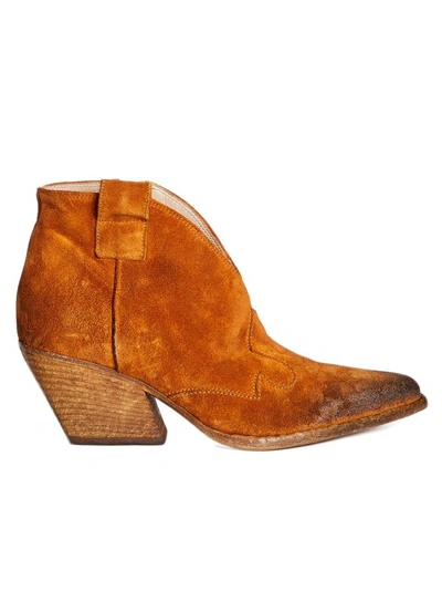 Shop Elena Iachi Orange Suede Ankle Boots