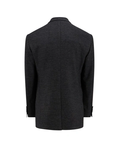 Shop Tagliatore Wool Blend Blazer With Metal Brooch In Black