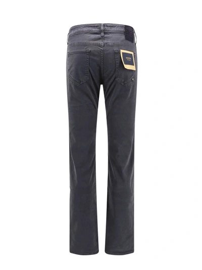 Shop Incotex Stretch Cotton Trouser With Back Suede Logo Patch In Black