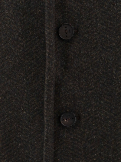 Shop Hevo Herringbone Virgin Wool Coat In Black