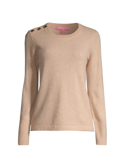 Shop Lilly Pulitzer Women's Brinkley Cashmere Buttoned Sweater In Sand