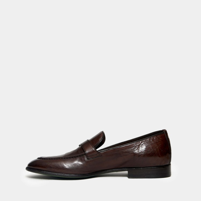 Shop Green George Coffee Leather Moccasin In Brown