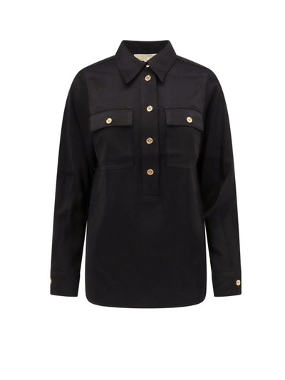 Shop Michael Kors Gold Metal Buttons Shirt In Black