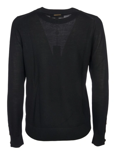 Shop Michael Kors Merino Wool Crew Neck Sweater In Black