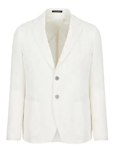 Shop Emporio Armani White Single-breasted Blazer