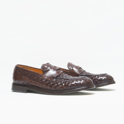 Shop Green George Ebony Woven Moccasin In Brown