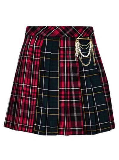 Shop Liu •jo Tartan Pattern Pleated Miniskirt In Black