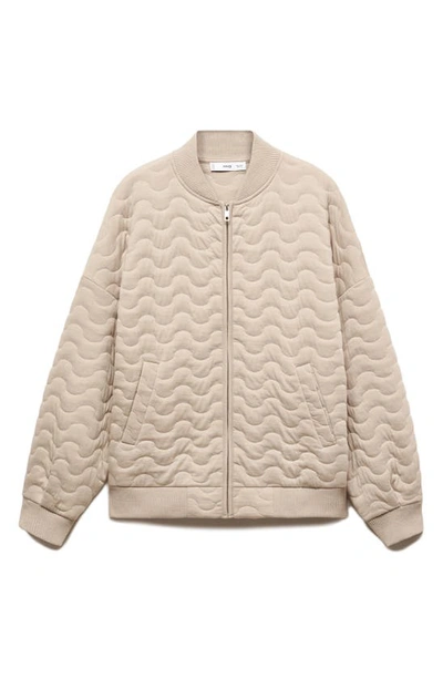 Shop Mango Oversize Quilted Bomber Jacket In Green
