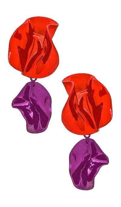 Shop Sterling King Flashback Fold Earrings In Red