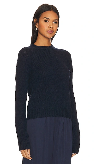 Shop Enza Costa Pure Cashmere Crew In Navy
