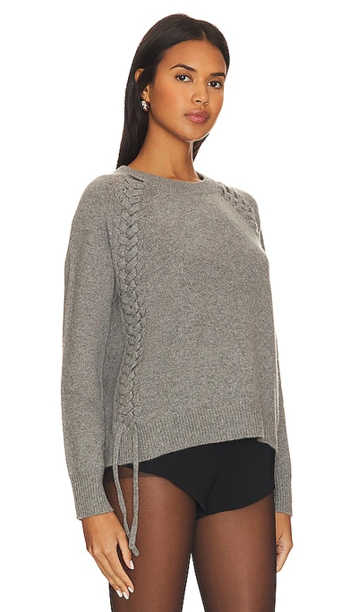 Shop Autumn Cashmere Hand Braided Lace Up Crew Neck In Grey