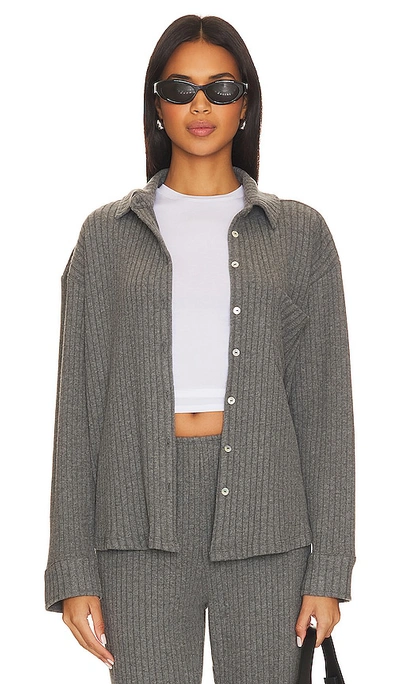 Shop Donni Sweater Rib Shirt In Charcoal