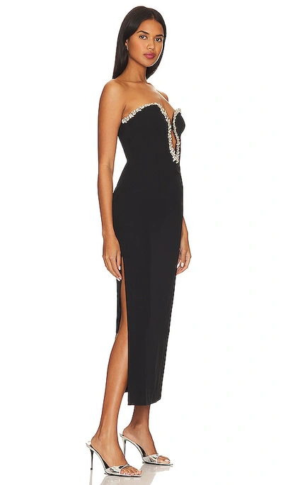 Bardot Eleni Crystal Trim Strapless Cocktail Midi Dress In Black