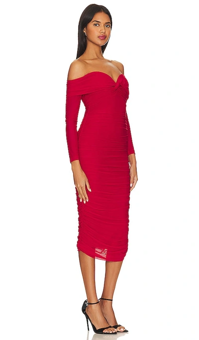 Bardot Helena Midi Mesh Dress In Red