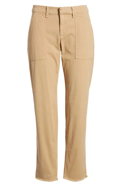 Frank & Eileen The Wicklow Frayed Low Rise Utility Pants In Khaki