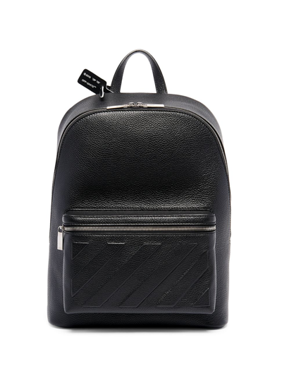 Shop Off-white Men's Diag Leather Backpack In Black