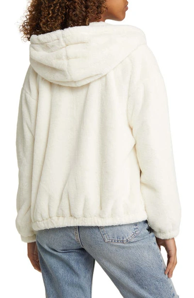 Thread & Supply Faux Fur Zip-up Hooded Jacket In Marshmallow