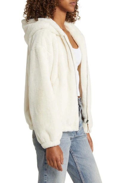 Thread & Supply Faux Fur Zip-up Hooded Jacket In Marshmallow