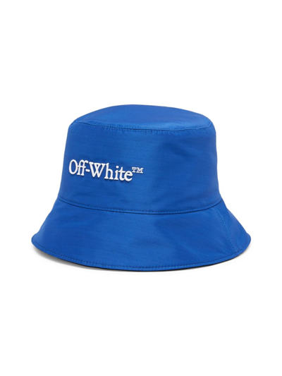 Shop Off-white Men's Bookish Reversible Nylon Bucket Hat In Dark Blue