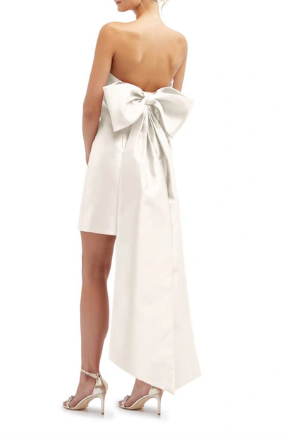 Shop Alfred Sung Oversize Bow Back Strapless Minidress In Ivory