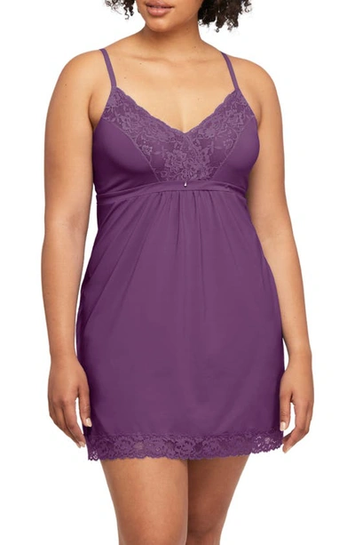 Shop Montelle Intimates Lace Bust Support Chemise In Pinot