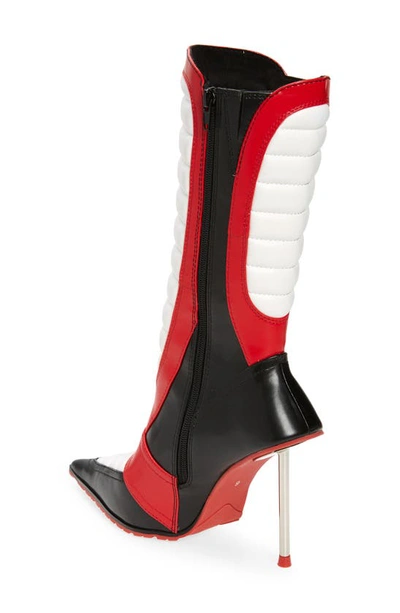 Shop Jeffrey Campbell Motorsport Stiletto Boot In Black/ Red/ White Combo