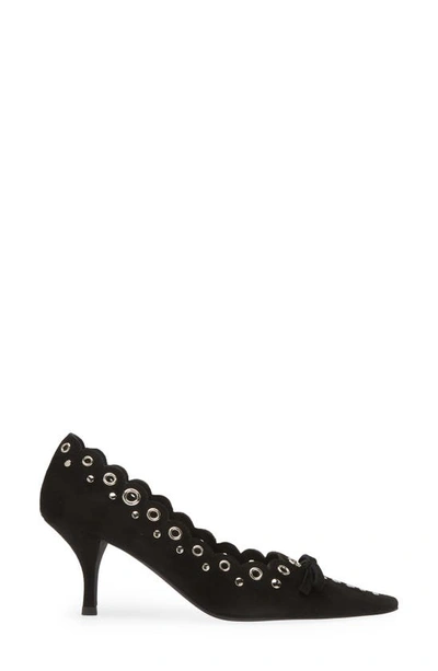 Shop Jeffrey Campbell Notion Pointed Toe Pump In Black Suede Silver
