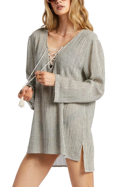 Shop Billabong Blue Skies Long Sleeve Cover-up Dress In White Cap