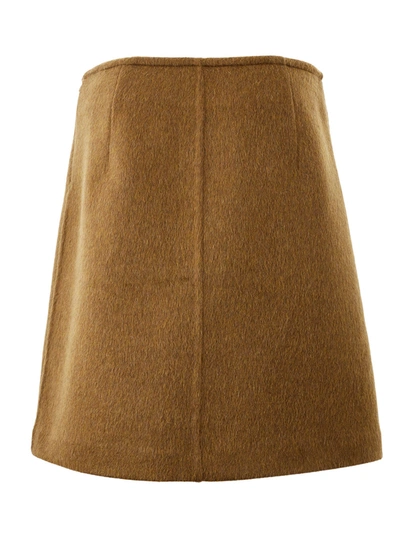 Shop Bottega Veneta Brown Wool Mohair Skirt