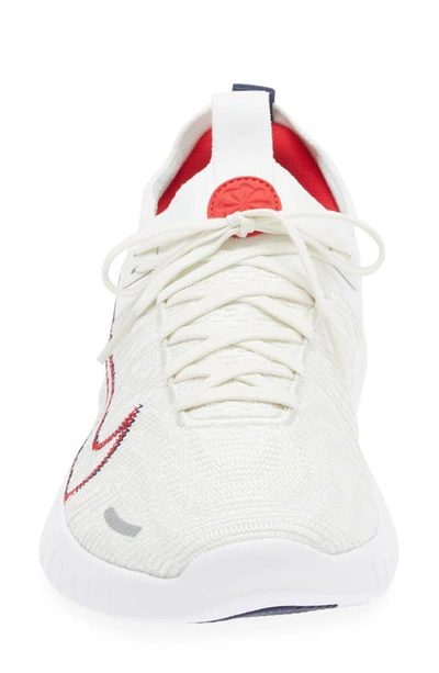 Shop Nike Free Run Flyknit Next Nature Running Shoe In White/ Red/ Sea Glass