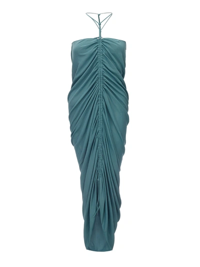 Shop Bottega Veneta Glossy Viscose Dress With Draping Deatils