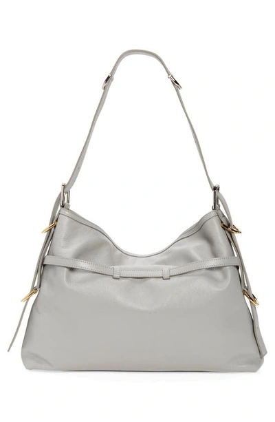 Shop Givenchy Medium Voyou Leather Hobo In Light Grey