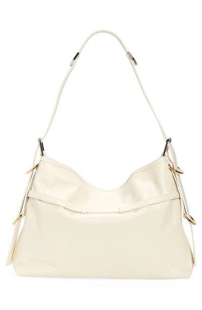 Shop Givenchy Medium Voyou Leather Hobo In Ivory