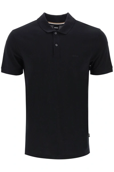 Shop Hugo Boss Organic Cotton Polo Shirt In Black