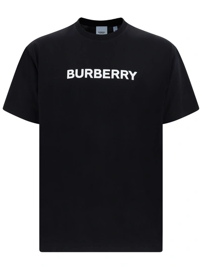 Shop Burberry Cotton T-shirt With Frontal Logo In Black