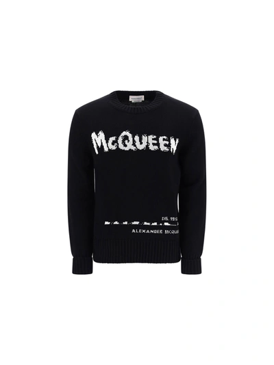 Shop Alexander Mcqueen Sweater In Black/white