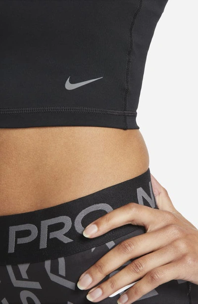 Shop Nike Pro Dri-fit Crop Tank In Black/ Iron Grey