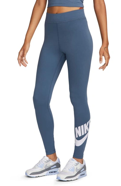 Shop Nike Sportswear Classics High Waist Graphic Leggings In Diffused Blue/ White