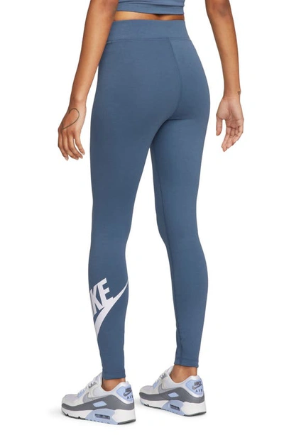 Shop Nike Sportswear Classics High Waist Graphic Leggings In Diffused Blue/ White