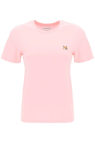 Shop Maison Kitsuné Fox Head Crew Neck T Shirt In Pink