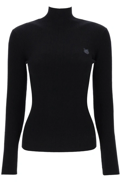 Shop Maison Kitsuné Bold Fox Head Turtleneck Sweater In Black