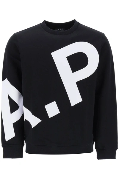 Shop Apc Cory Crew Neck Sweatshirt With Print In Black