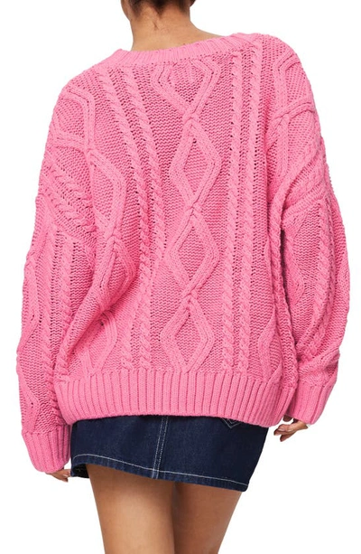 Shop Princess Polly Anaya Oversize Cable Stitch Sweater In Pink