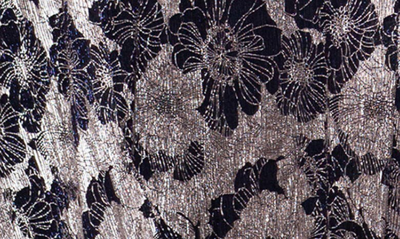 Betsy & Adam Plus Size Floral Foil Print Halter-neck Gown In Navy/ Gunmetal